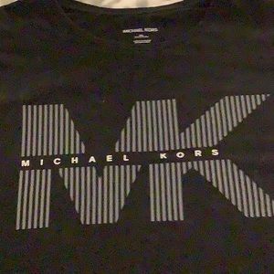 Men’s Michael Kors Black t-shirt with silver and white logo on chest size 2 XL